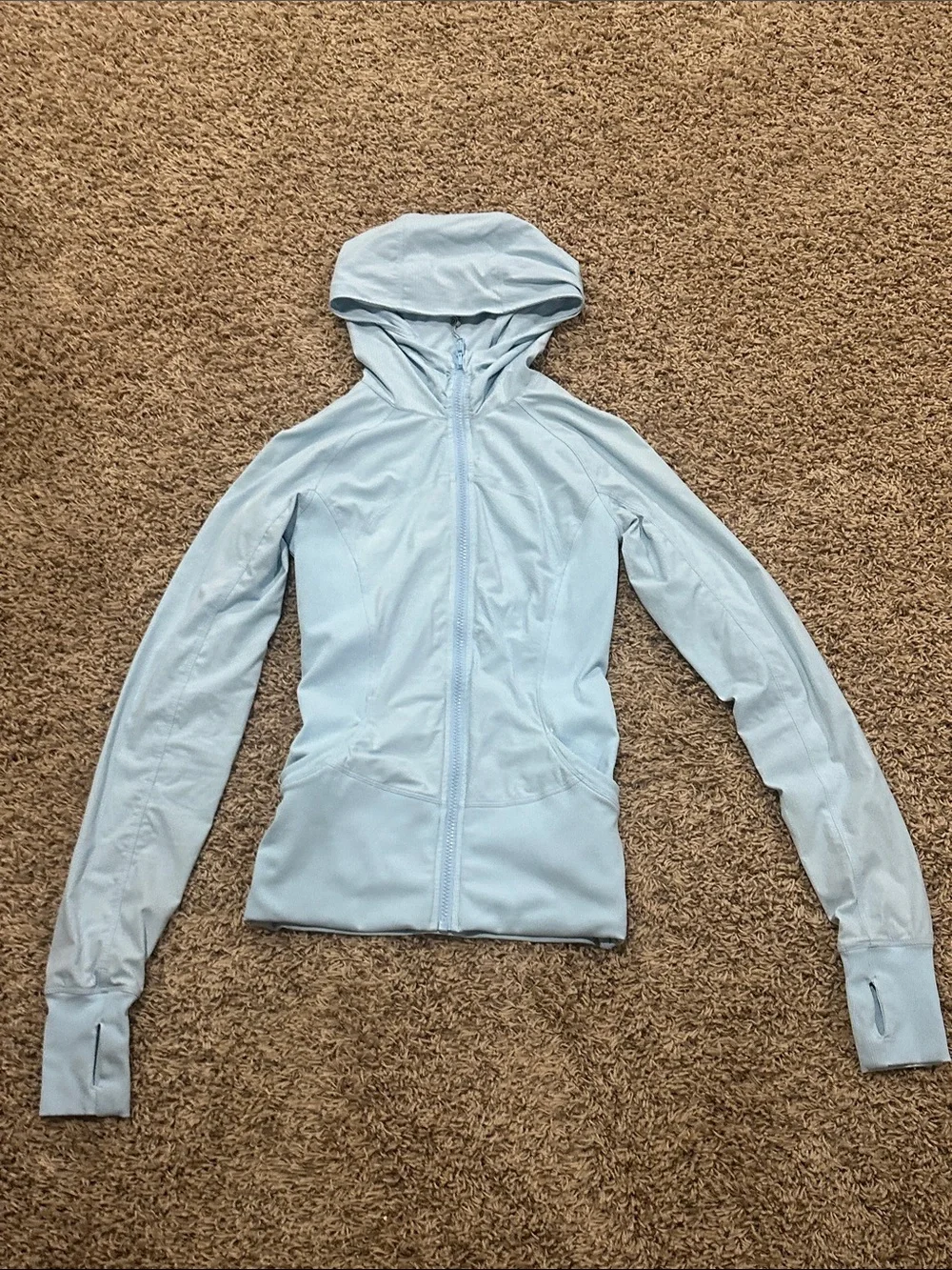 Light Blue Women's Hooded Zip Jacket